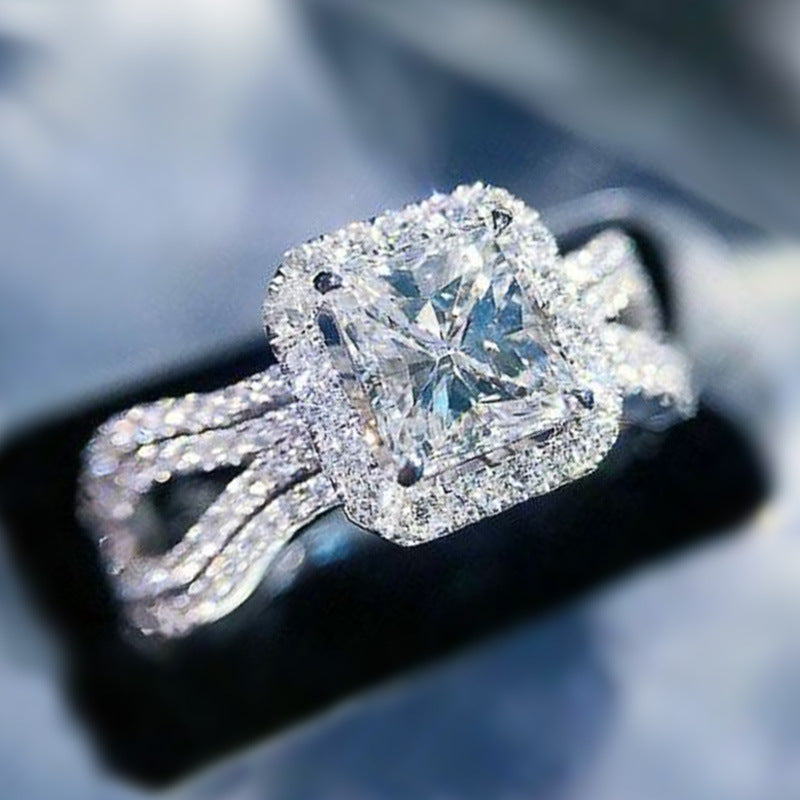 Diamond Zircon Engagement Ring By Sapphire Haven