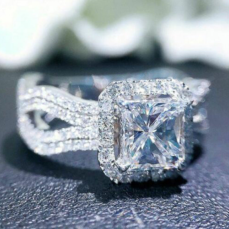 Diamond Zircon Engagement Ring By Sapphire Haven