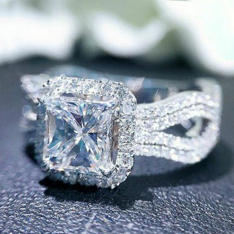 Diamond Zircon Engagement Ring By Sapphire Haven