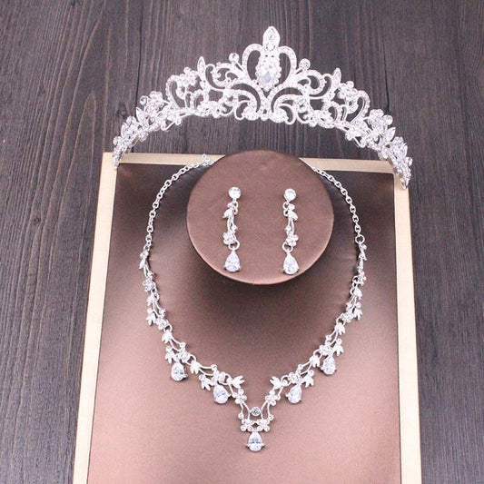 Bridal Rhinestone Crown Necklace Set Wedding Accessories By Sapphire Haven