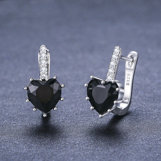 Close-up of Beautiful All-match Loving Heart Zircon Earrings by Sapphire Haven, showcasing heart-shaped design with sparkling zircon stones. Perfect jewellery for women, adding elegance and sophistication to any outfit.