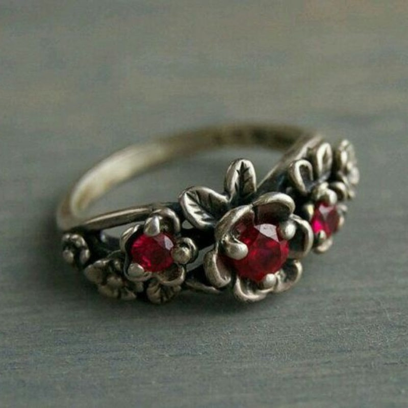 Women's Fashion Retro Red Zircon Ring By Sapphire Haven